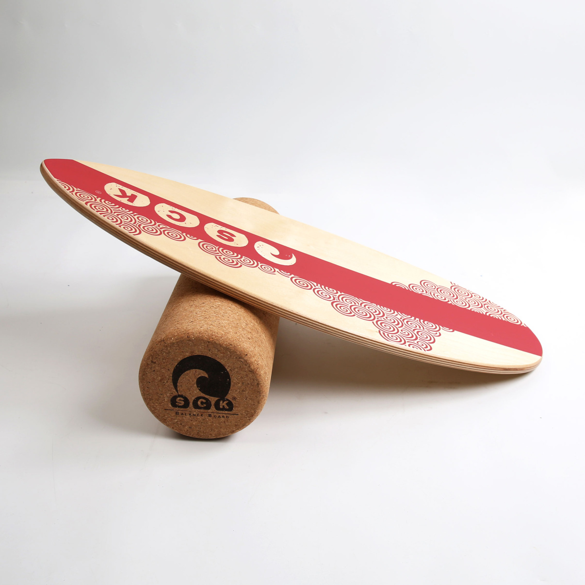 SCK Σανίδα Ισορροπίας PRO με κύλινδρο από φελλό / ξύλινο με κόκκινο σχέδιο SCK Φωτογραφία 04