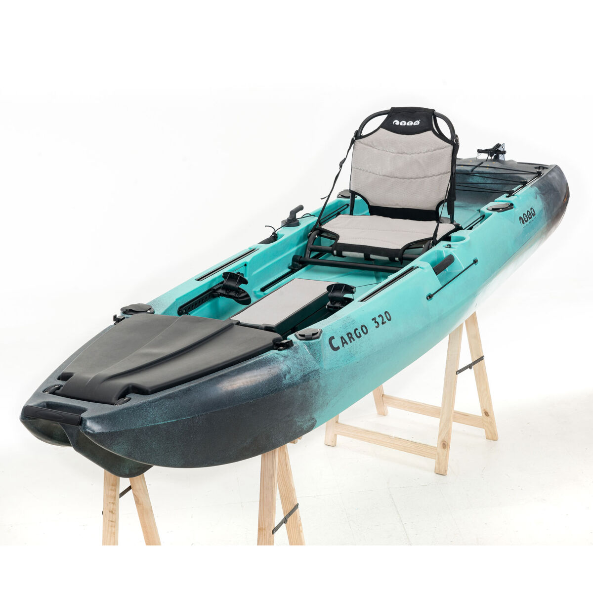 Cargo 320 Μονοθέσιο Pedal Kayak ready με αλουμινίου κάθισμα και box | Mαύρο-Τυρκουάζ SCK Φωτογραφία 03